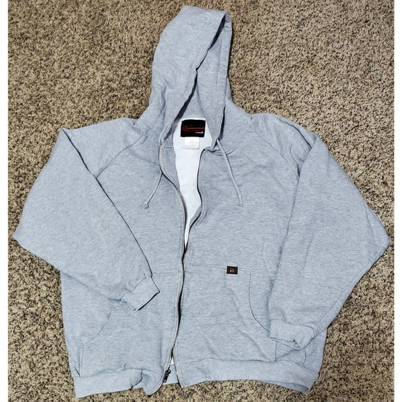 Riggs by Wrangler WorkWear Gray Thermal Full Zip Hoodie XL Distressed - Picture 3 of 7